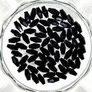 60pcs Beads for Jewelry #17919 Black Long Bicone Bead